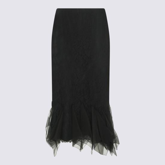  발렌티노 가라바니 미디 스커트 발렌티노 실크  블랙