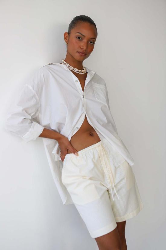  Be Idle 숏팬츠 핀스트라이프 버뮤다 반바지