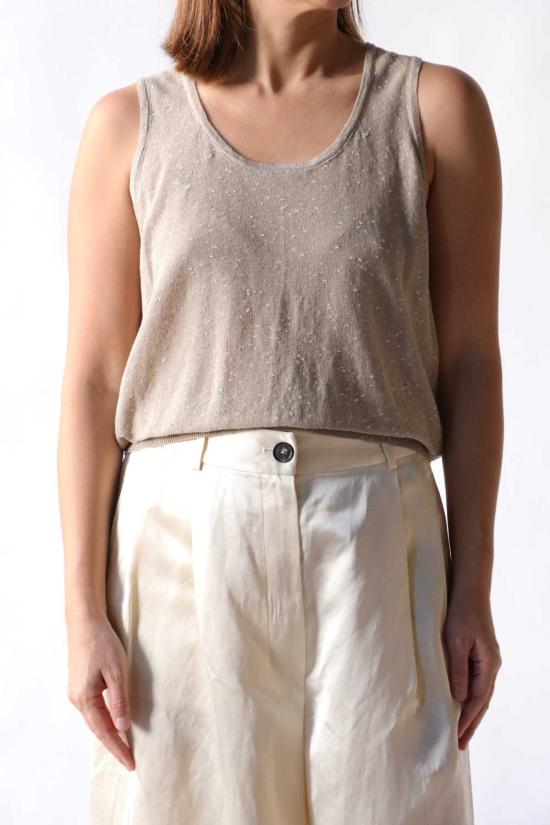  코데라 민소매 티셔츠 코르데라 린넨 & 코튼 플렉드 탱크탑