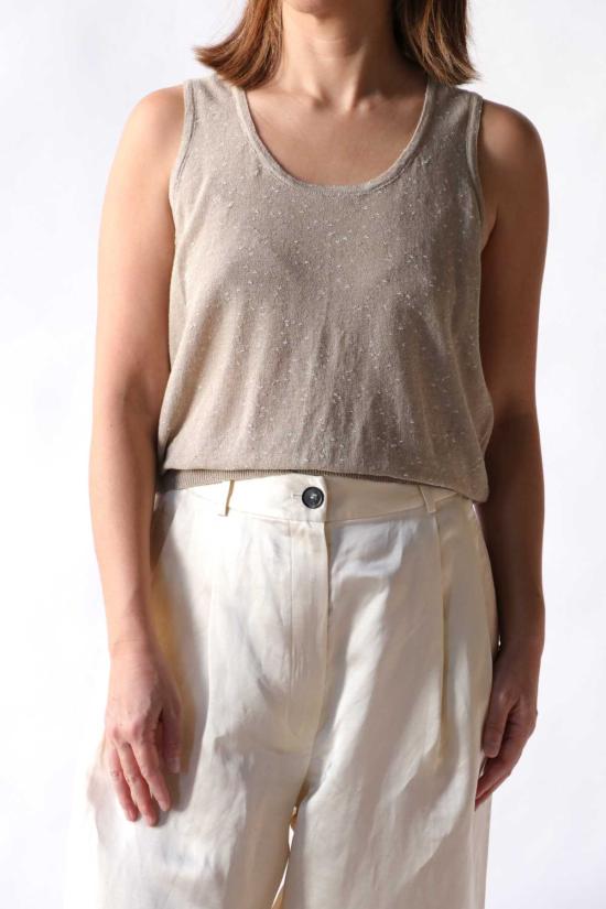  코데라 민소매 티셔츠 코르데라 린넨 & 코튼 플렉드 탱크탑 - CORDERA