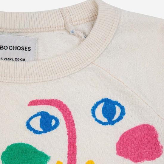  [키즈] 보보쇼즈 풀오버 키즈 보보 초스 스마일링 마스크 크롭 스웨트셔츠 - BOBO CHOSES