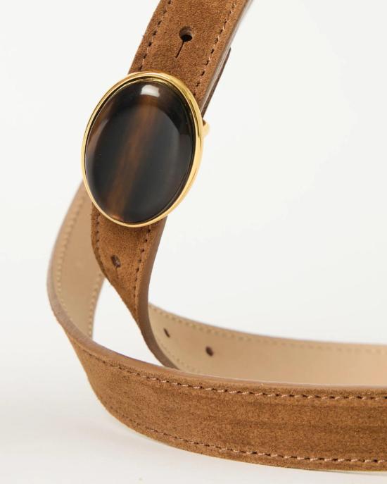  비로우더레귤러 벨트 레귤러 벨트 B 로우 더  키마니 스웨이드  브론즈 타이거 아이 - B LOW THE BELT