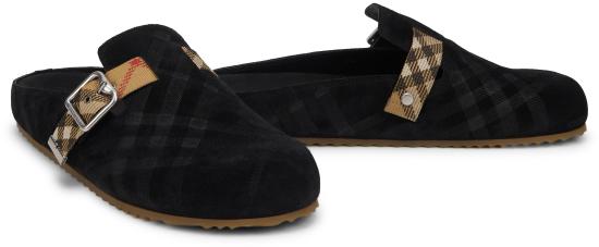 26SS 버버리 체크 스웨이드 얼친 클로그 8113394120392A1189 black - BURBERRY