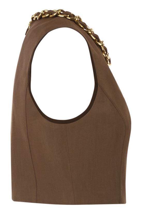 26SS 엘리자베타프랜치 바디수트 티셔츠 TO06062E2 600 BROWN - ELISABETTA FRANCHI