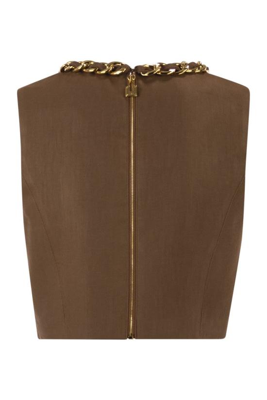 26SS 엘리자베타프랜치 바디수트 티셔츠 TO06062E2 600 BROWN - ELISABETTA FRANCHI