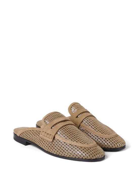 26SS 브루넬로 쿠치넬리 레더 스파클링 네트 뮬 MZDVC3211 C2767 NUDE NEUTRALS - BRUNELLO CUCINELLI