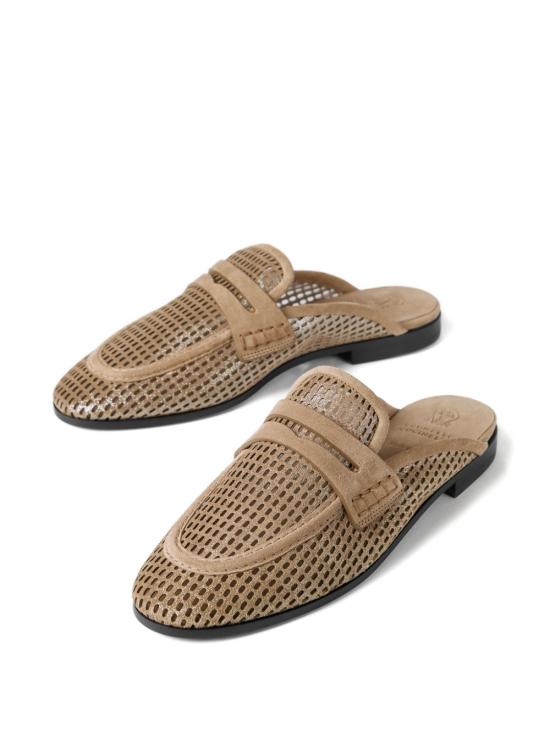 26SS 브루넬로 쿠치넬리 레더 스파클링 네트 뮬 MZDVC3211 C2767 NUDE NEUTRALS - BRUNELLO CUCINELLI