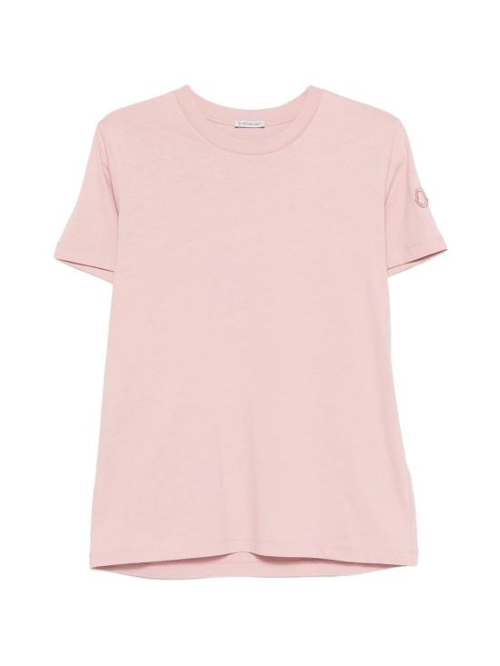 26SS 몽클레어 자수 로고 코튼 티셔츠 L10938C0002989AUO 51E PASTEL PINK