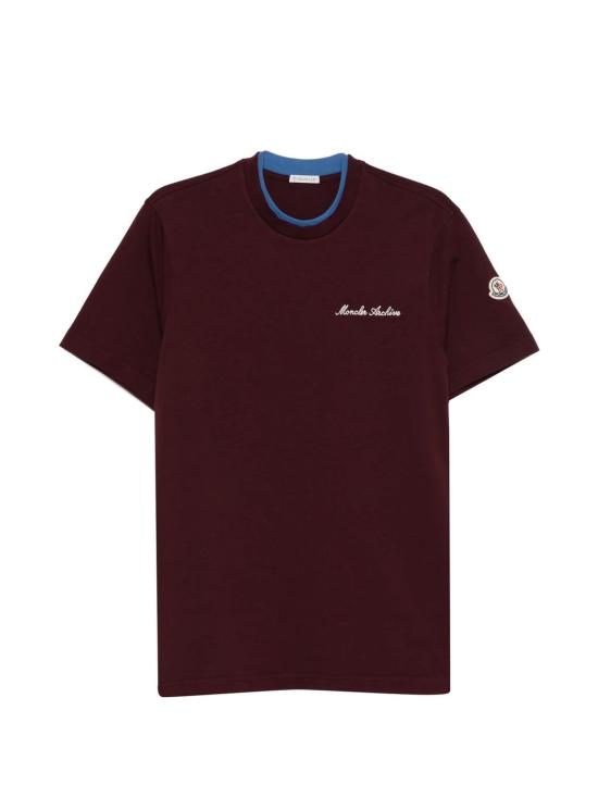 26SS 몽클레어 로고 자수 코튼 티셔츠 L10918C0001589AYY 480 DARK RED