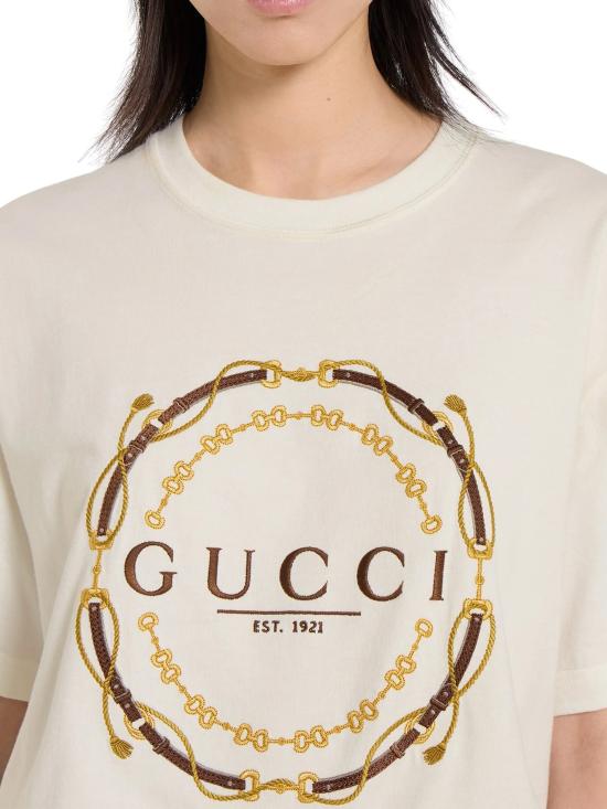 26SS 구찌 프린트 디테일 코튼 저지 티셔츠 837959XJHQY 9750 WHITE - GUCCI