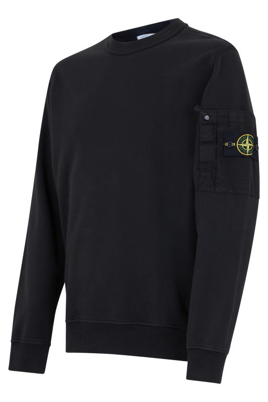  스톤 아일랜드 코튼 플리스 크루넥 스웨트셔츠 S156100019S0410V0029 black - STONE ISLAND