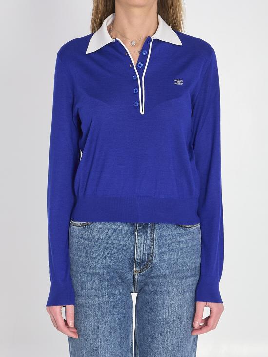 26SS 셀린느 파인 캐시미어 실크 폴로 스웨터 RX0FD0W27GDT9 blue