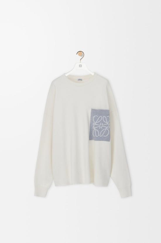 26SS 로에베 코튼 블렌드 아나그램 포켓 스웨터 H526Y14KLS2145 panna