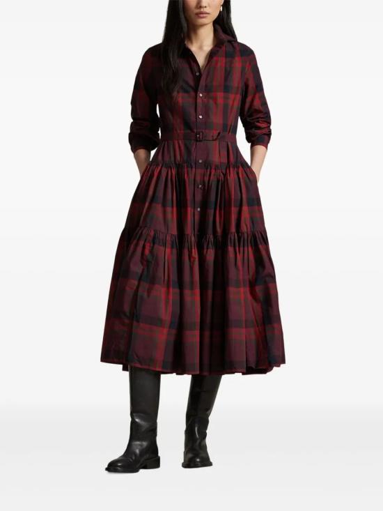 25FW 폴로 랄프로렌 롱 원피스 211A13260001 RED PLAID - POLO RALPH LAUREN