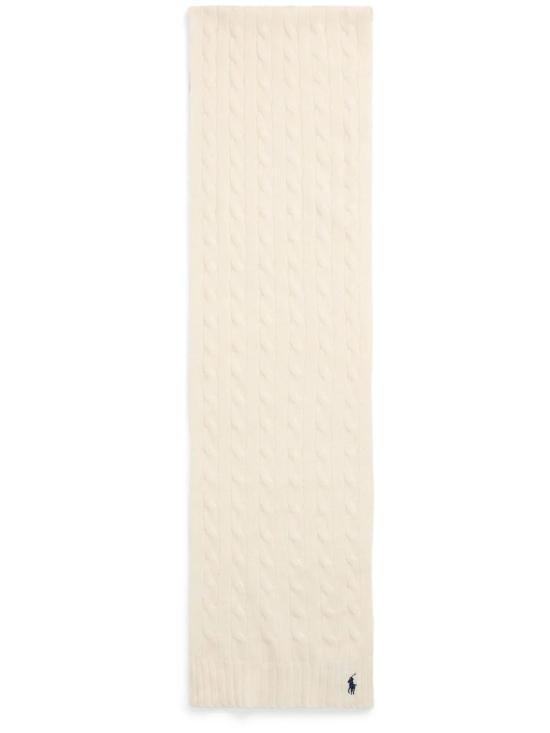 25FW 폴로 랄프로렌 포니 로고 자수 케이블 니트 스카프 455956296002 CREAM