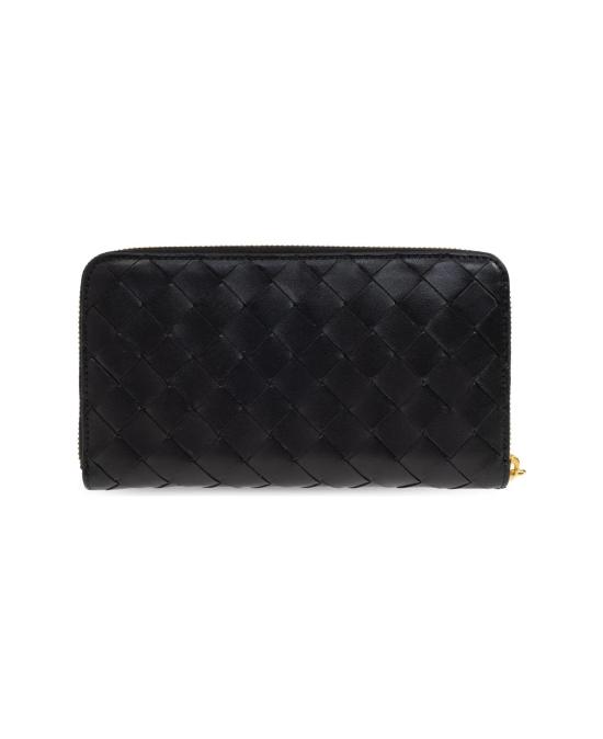 25FW 보테가베네타 인트레치아토 지퍼 어라운드 지갑 814674VCPP2 8425 BLACKGOLD 8425 BLACK GOLD - BOTTEGA VENETA