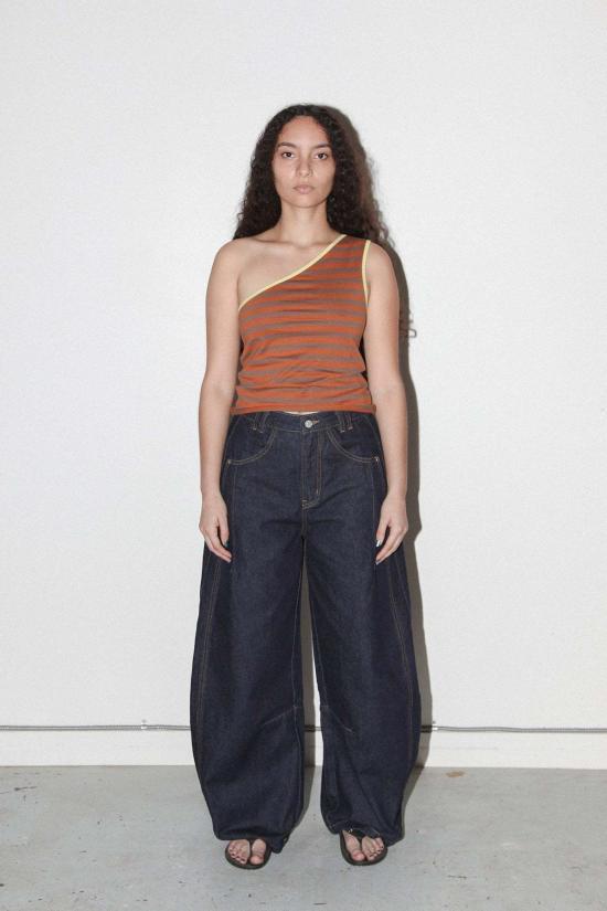  케이코 민소매 티셔츠 Kk Co 레이어드 루프 탱크 믹스 스트라이프 - KKCO