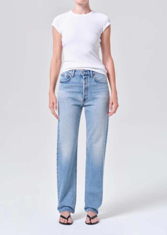  에이골디 데님 팬츠 Agolde 90년대 미드라이즈 스트레이트 진 (32") 스트림