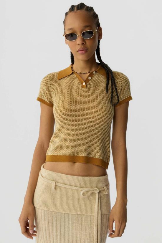  게스트 인 레지던스 폴로 티셔츠 피케 슈렁큰 폴로 스웨이드 콤보