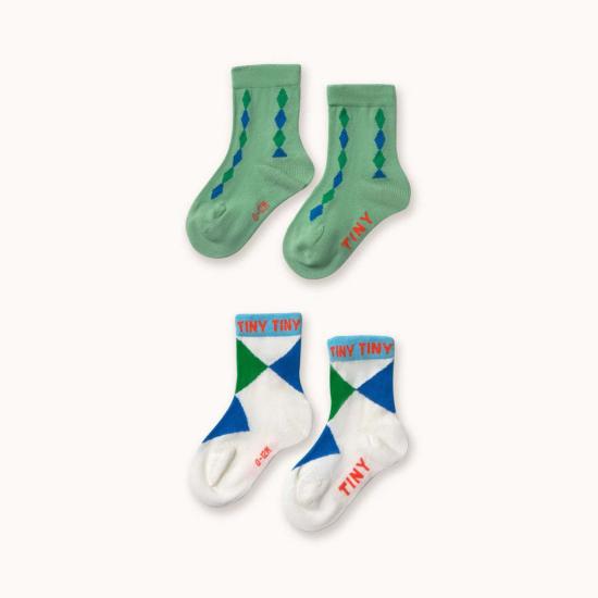  [키즈] 타이니코튼 발목 양말 아동용 다이아몬드 미디엄 양말 2켤레 세트