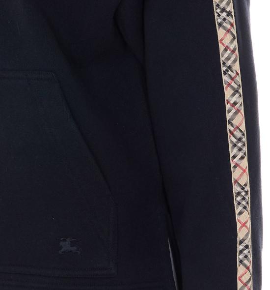  버버리 스웨터 하퍼 체크 코튼 지퍼 후드티 블랙 - BURBERRY