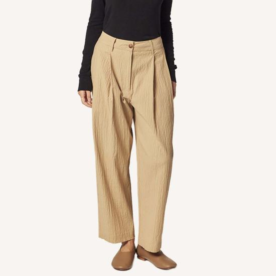  아멘테 크롭 팬츠 엘라스틱 백 팬츠