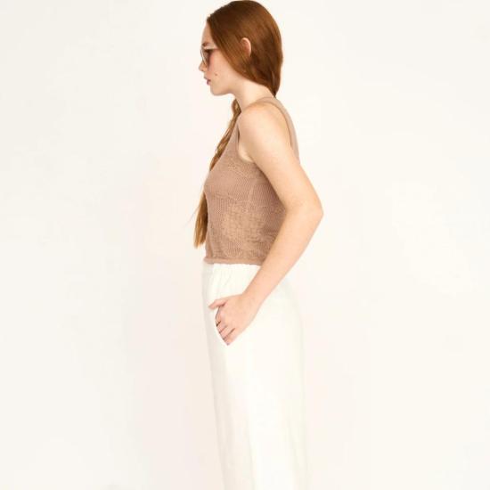  머스 민소매 티셔츠 미르스 잘츠부르크 플로럴 니트 탱크탑 비스킷 - MIRTH