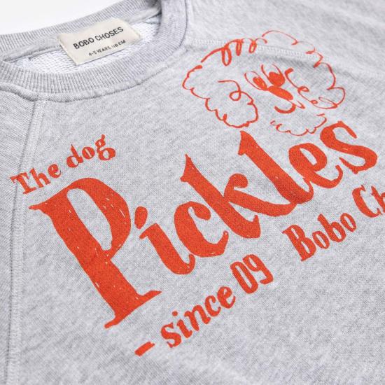 [키즈] 보보쇼즈 풀오버 키즈 보보 초스 피클스 더 도그 민소매 스웨트셔츠 헤더 그레이 - BOBO CHOSES