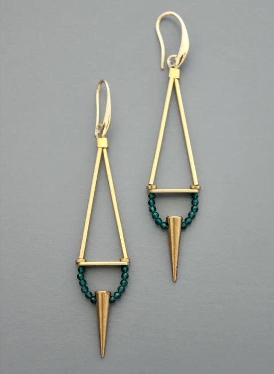  데이비드 오브리 이어링 그린 오닉스 스파이크