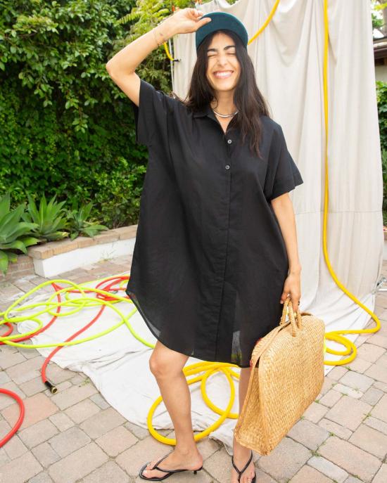  론 숏 원피스 Lwn Nou 드레스 스트라이프 보일 - LWN