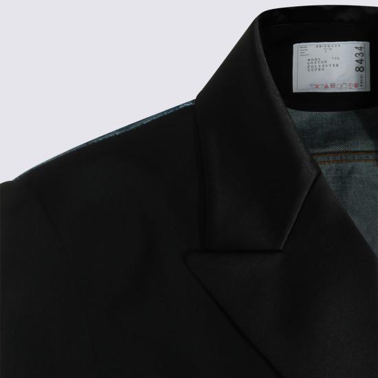 사카이 데님 자켓 데님 울 재킷 블랙 - SACAI