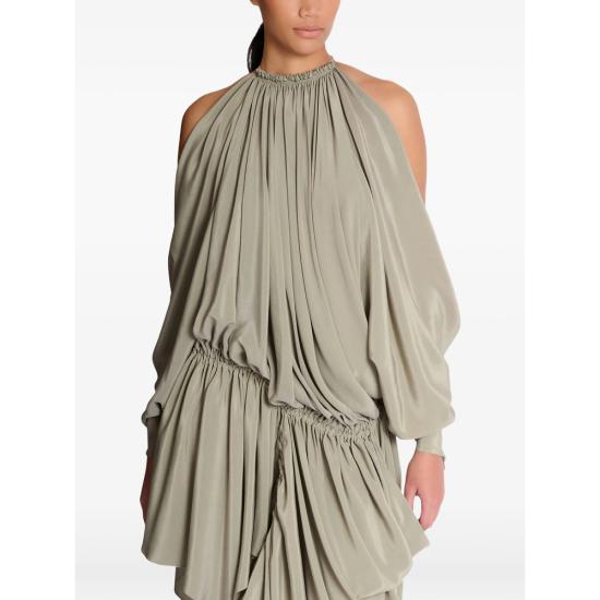 26SS 발망 롱 원피스 GF0RF080 SF47 7GE GREEN - BALMAIN