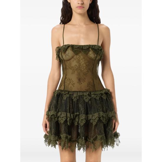 26SS 블루마린 원피스 4A437A N0519 GREEN BLACK - BLUMARINE