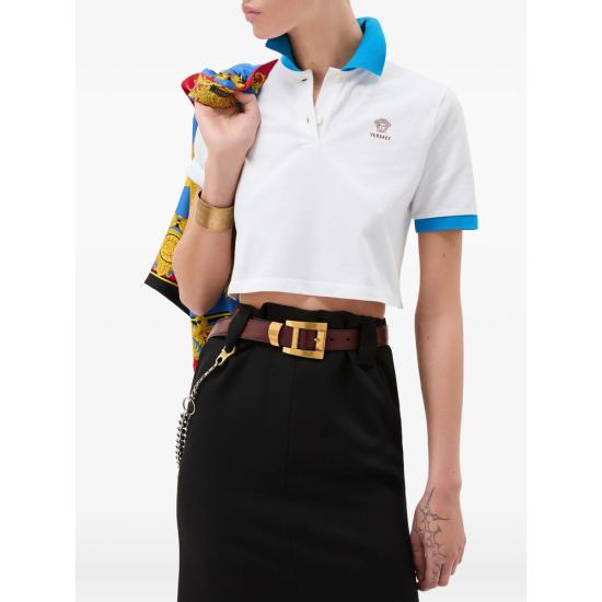 26SS 베르사체 폴로 티셔츠 1A17681 1024235 2W9H0 WHITE - VERSACE