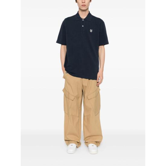 26SS 메종키츠네 폭스 헤드 컴포트 폴로 티셔츠 PM00210KP0001 CNAVY BLUE - MAISON KITSUNE