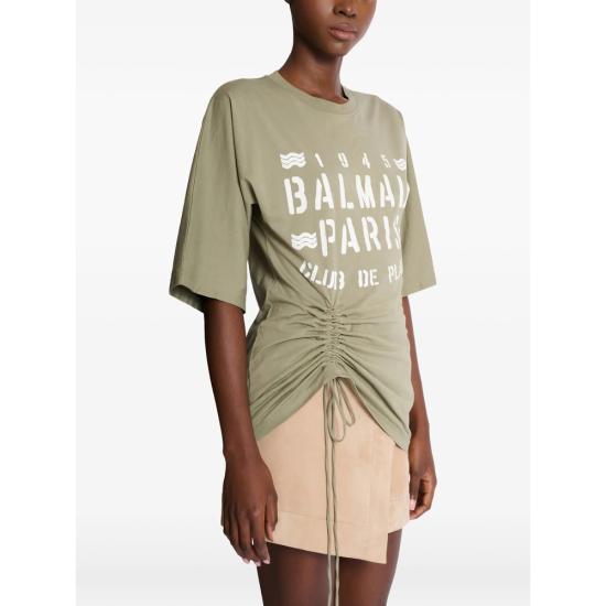 26SS 발망 반팔 티셔츠 GF0EH035 BD55 UJA GREEN - BALMAIN