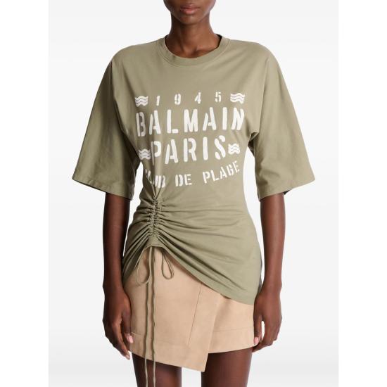 26SS 발망 반팔 티셔츠 GF0EH035 BD55 UJA GREEN - BALMAIN