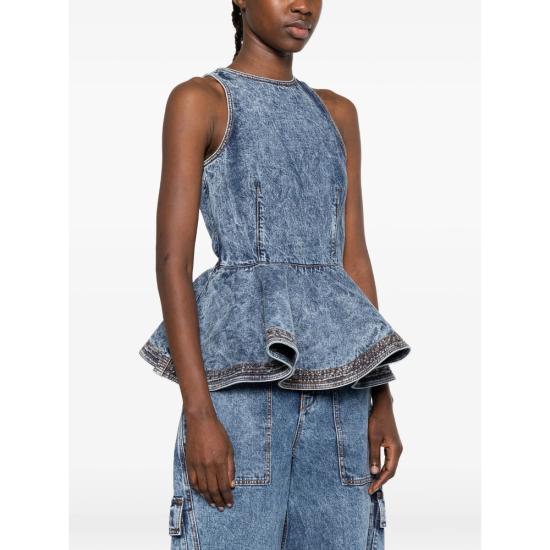 26SS 알라이아 블라우스 AA9H1410T535C 524 BLUE - ALAIA