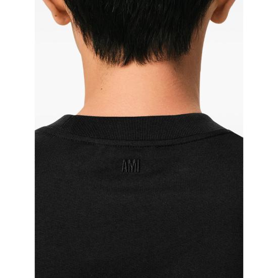 26SS 아미 스몰 하트 로고 라이트 코튼 저지 티셔츠 HTS346 724 045 BLACK WHITE - AMI
