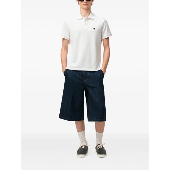 26SS 아미 스몰 하트 로고 폴로 티셔츠 HPL411 760 100 WHITE - AMI