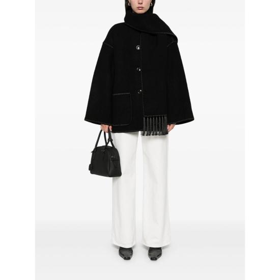 26SS 토템 자수 스카프 자켓 244 WRO918 FB0292 001 BLACK - TOTEME