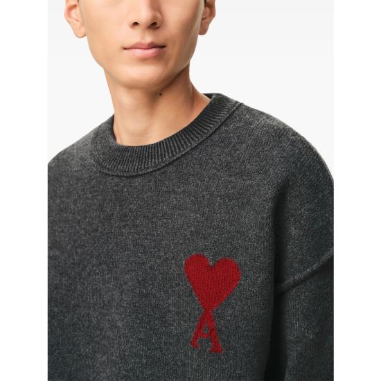 26SS 아미 빅 하트 울 크루넥 스웨터 UKS838 018 084 GREY - AMI