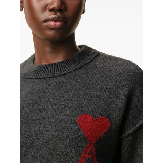 26SS 아미 빅 하트 울 크루넥 스웨터 UKS838 018 084 GREY - AMI