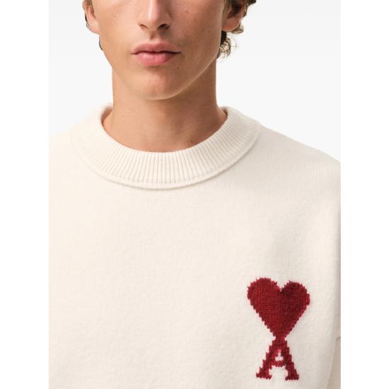 26SS 아미 빅 하트 울 크루넥 스웨터 UKS838 018 154 NEUTRALS - AMI