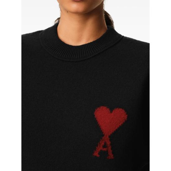 26SS 아미 빅 하트 울 크루넥 스웨터 UKS838 018 009 BLACK - AMI