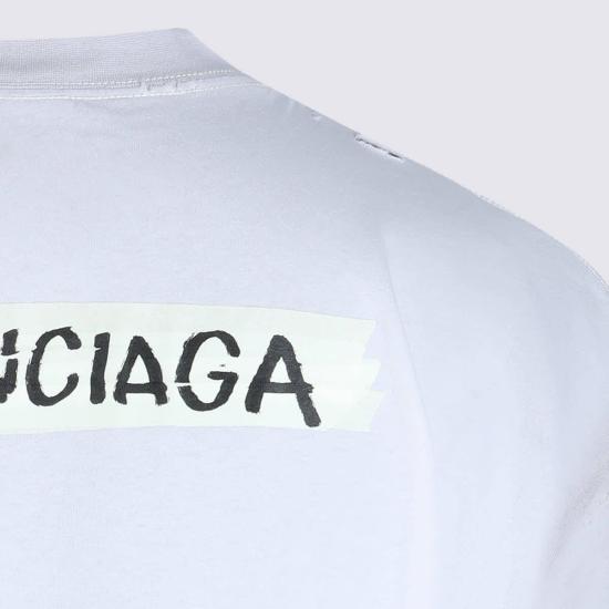  발렌시아가 반팔 티셔츠 코튼 티셔츠 화이트 - BALENCIAGA