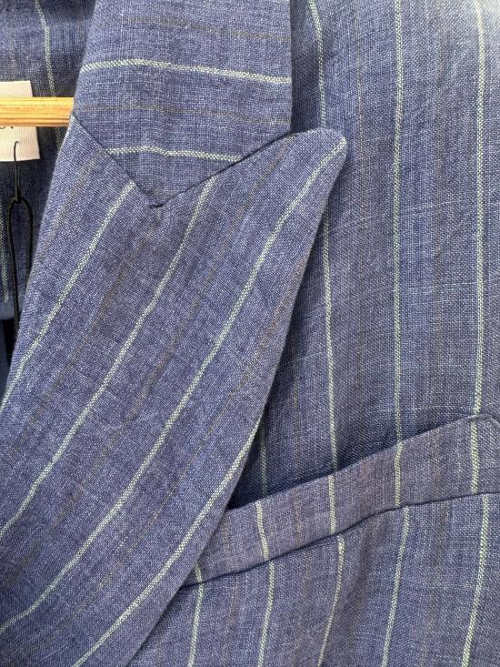  Self Contrast 베스트 셀프 콘트라스트 알레사 크롭 린넨 블레이저 베스트 스트라이프 - SELF CONTRAST