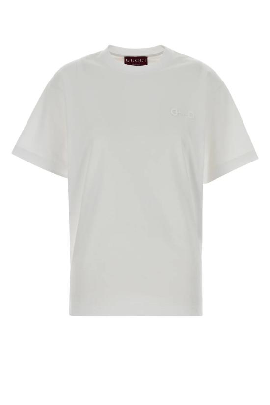 26SS 구찌 자수 코튼 저지 티셔츠 837959XJHMR 9051 WHITE