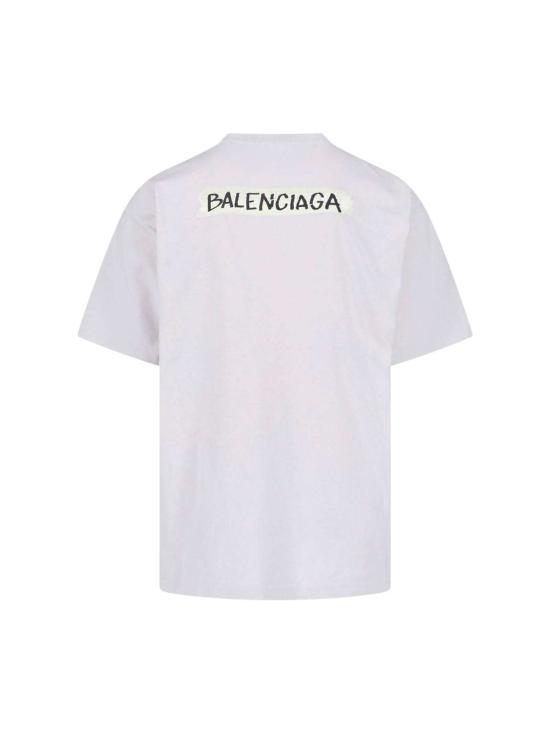  발렌시아가 반팔 티셔츠 마스킹 테이프 티셔츠 크림 - BALENCIAGA