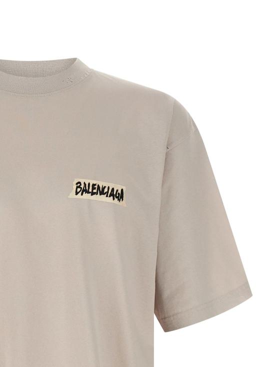  발렌시아가 반팔 티셔츠 마스킹 테이프 티셔츠 그레이 - BALENCIAGA